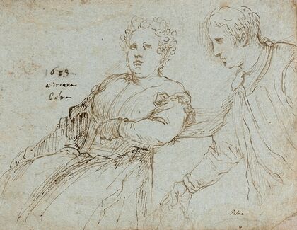 Seated Woman with a Man in Profile (Andriana Palma)