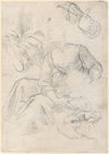 Seated Woman with Studies of Arms and Legs