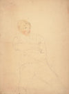 Seated young adult male figure, seated facing slightly right
