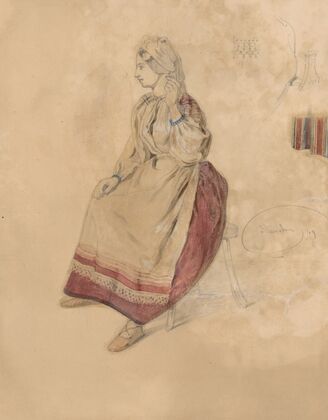 Seated Young Woman in a Folk Costume