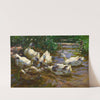 Sechs Enten in blauem Schilfwasser by Alexander Koester