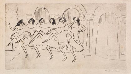Sechs Tänzerinnen vor Bogendekoration (Englisches Ensemble) (1910)