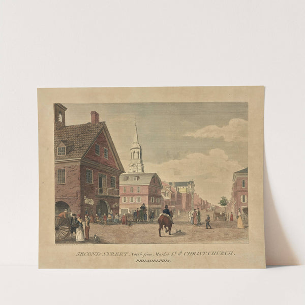 Second Street north from Market St. w[i]th Christ Church. Philadelphia. (1800) by William Russell Birch