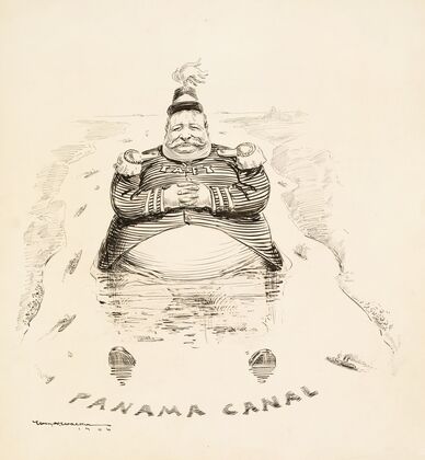 Secretary of War William Howard Taft sits in the Panama Canal. (1906) — size preview