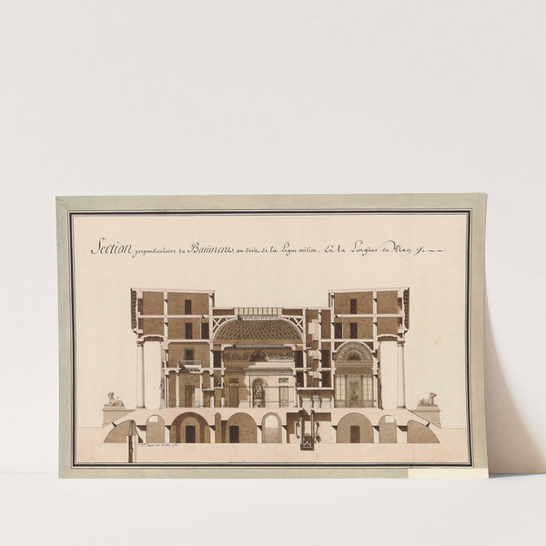 Section perpendiculaire du batiment, au droit de la ligne milieu.. (1788) by Jean Jacques Lequeu