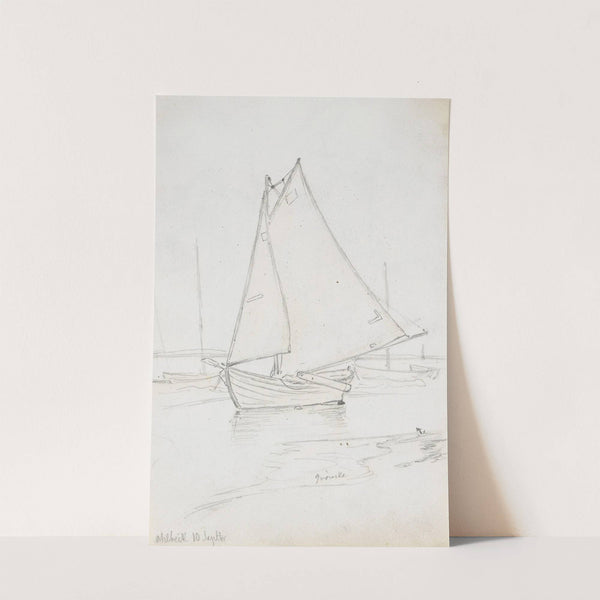 Seilbåt ved stranden, Ahlbeck by Hans Gude