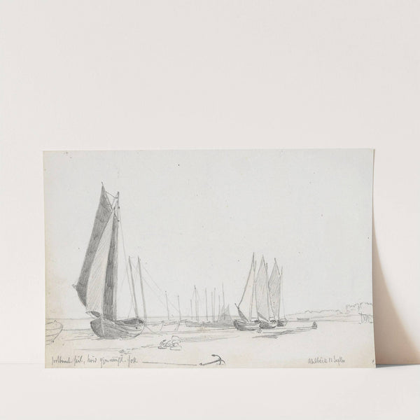 Seilbåter på stranden, Ahlbeck by Hans Gude