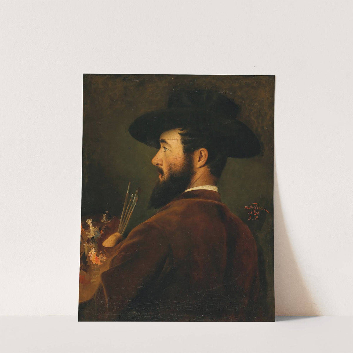 Selbstbildnis mit Malerpalette by Moritz Stifter