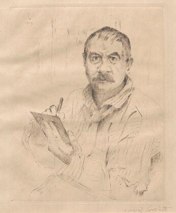 Selbstbildnis, radierend (1909)
