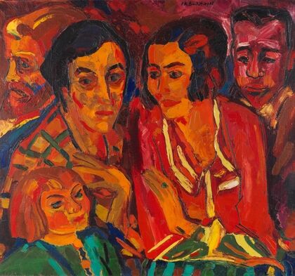 Selbstporträt mit Familie und Ehepaar Ruck (1924)