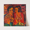 Selbstporträt mit Familie und Ehepaar Ruck (1924) by Peter August Böckstiegel