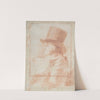 Self-portrait; Goya wearing a top hat facing left within a drawn frame (ca. 1797–98) by Francisco de Goya