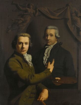 Self Portrait, Pointing at a Portrait of the Artist’s deceased Colleague Dirk Jacobsz Ploegsma (1769-91)