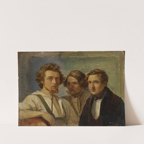 Self-Portrait with Friends (Painter of sea pieces Weiss and Joseph Fay) by Carl Engel