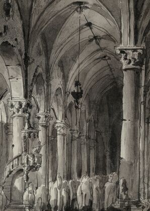 Sermon in a Gothic church