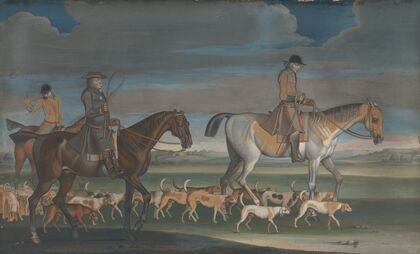 Setting Off for the Chase; The Huntsman Leading out a Pack of Harriers followed by the Master and the Whipper-In