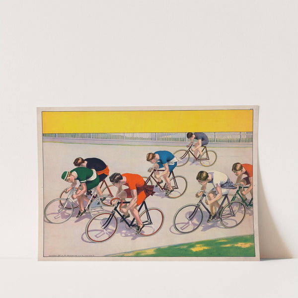 Seven bicyclists racing (1897) by Strobridge & Co. Lith.