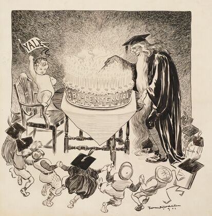 Several children join hands at the bi-centennial birthday party for Yale. (1901)