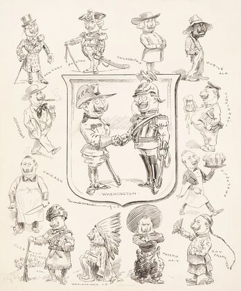 Several portraits of the same man and how he would be dressed to fit the predominant ethnic groups in different parts of the country (1905)