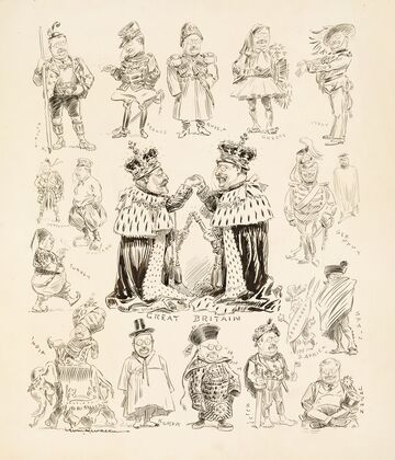 Several portraits of Theodore Roosevelt dressed in the manner of different countries (1906)