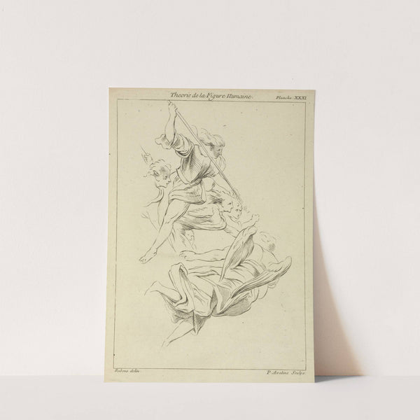 Several winged figures in flight, and a figure with a spear by Peter Paul Rubens