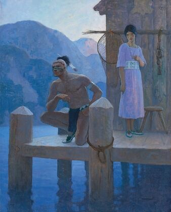 ‘She found Chingachgook studying the shores of the lake, the mountains, and the heavens…’