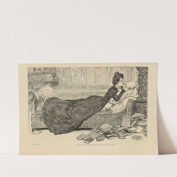She looks for relief among some of the old ones (1900-1905) by Charles Dana Gibson