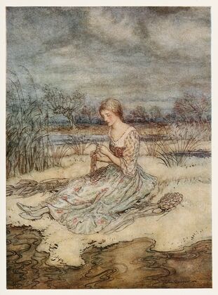 She sate down and plaited herself an overall of rushes and a cap to match