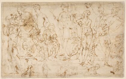 Sheet of Figure Studies and Ornamental Motifs