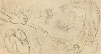 Sheet of Studies with Angels and Cowering Figures (Illustration for Macklin’s Bible) (c. 1791)