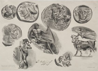 Sheet with Nine Antique Medals (1825)