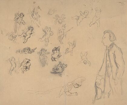 Sheet with putti and several figures