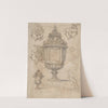 Sheet with sketches and designs for two vases, three classical heads en profil and two slave figures by Giovanni Battista Foggini