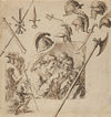 Sheet with Two Figural Compositions and Studies of Helmets and Arms ca.