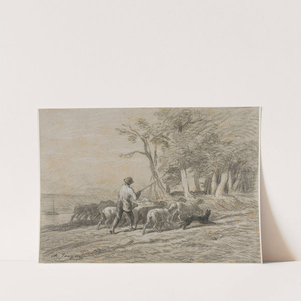Shepherd and his Flock by Charles Emile Jacque