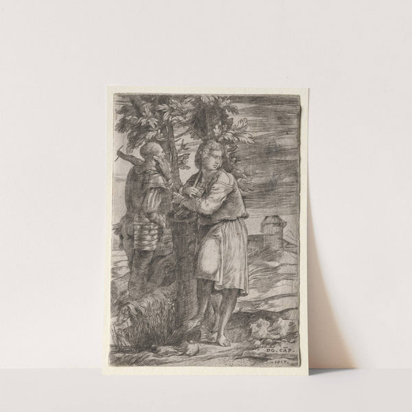 Shepherd and Old Warrior (1517) by Domenico Campagnola