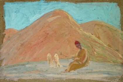 Shepherd with two Sheep