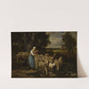 Shepherdess and Sheep, Fontainebleau (19th century) by Charles Emile Jacque