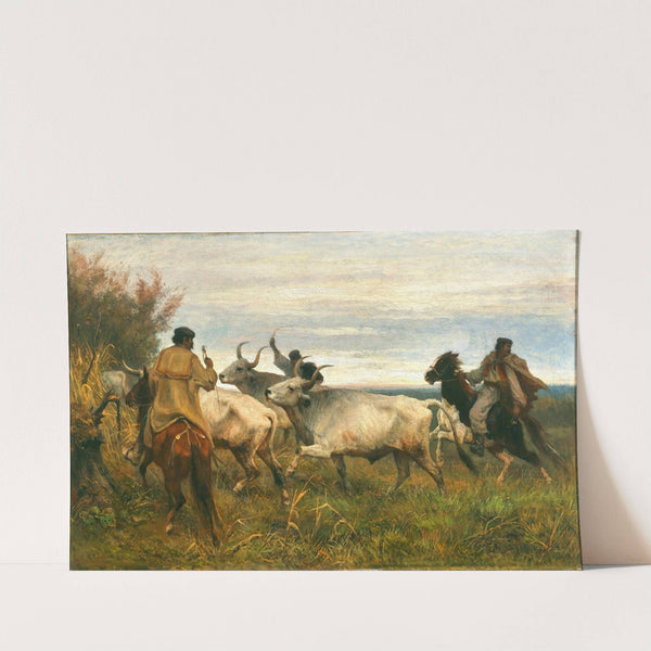 Shepherds Driving Oxen by Otto von Thoren