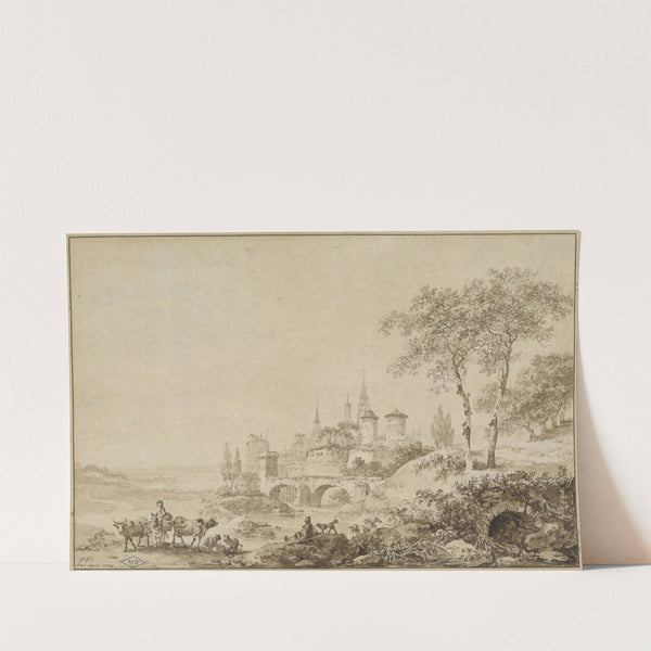 Shepherds in a Landscape before a Fortified Town by Jean-Baptiste Le Prince