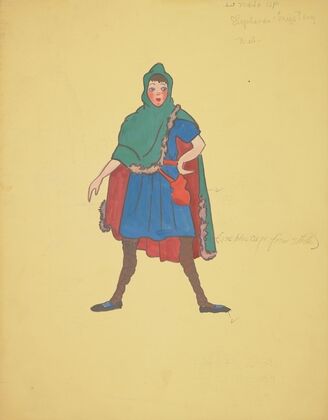 Shepherd’s Mystery: Blue tunic, green cape with red lining, brown bandage leggings (1934-1943)