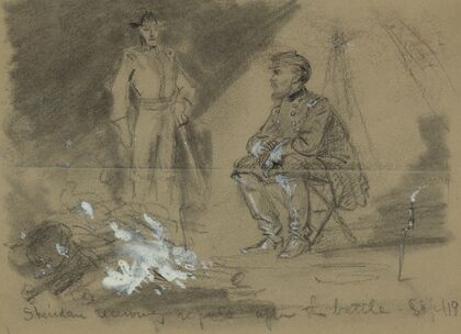 Sheridan receiving reports after the battle Sept. 19
