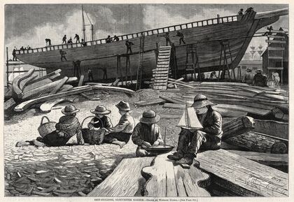 Ship-Building, Gloucester Harbor (1873)