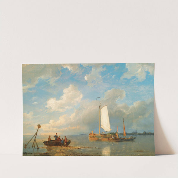 Shipping In A Dutch Estuary At Low Tide by Pieter Cornelis Dommersen