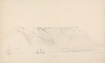 Shipping Scene with Table Mountain in Background