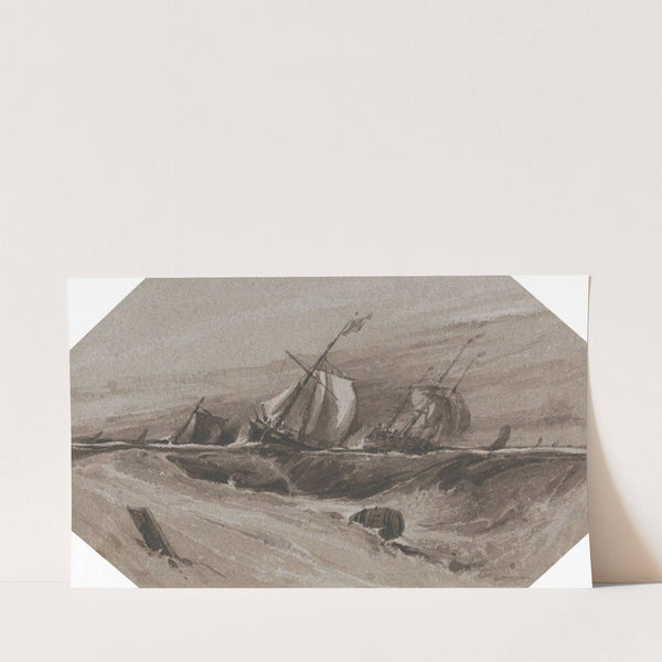 Ships Heeling Over in a Stormy Sea by François Louis Thomas Francia