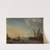 Ships in a calm at sunset by Hendrick Jacobsz. Dubbels