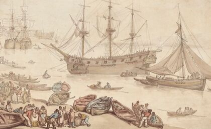 Ships landing, probably at Portsmouth