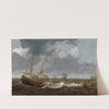Ships on a turbulent sea by Jan Porcellis