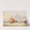 Ships on moving sea by Charles Louis Verboeckhoven